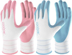 2 Pairs Gardening Gloves, Breathable Rubber Coated for Yard Garden, Outdoor Indoor Protective Work, Medium Size
