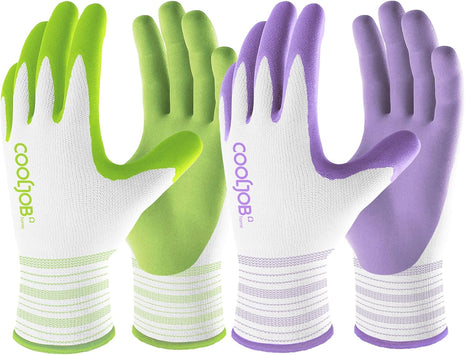 2 Pairs Gardening Gloves, Breathable Rubber Coated for Yard Garden, Outdoor Indoor Protective Work, Medium Size