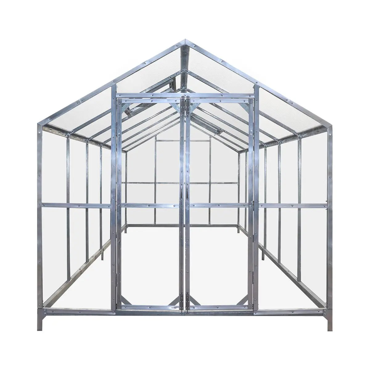 The Gardener's Dream Greenhouse: 8' X 20' with Galvanized Steel Frame, Polycarbonate Twin-Wall Roof and Crystal-Clear Solid Walls