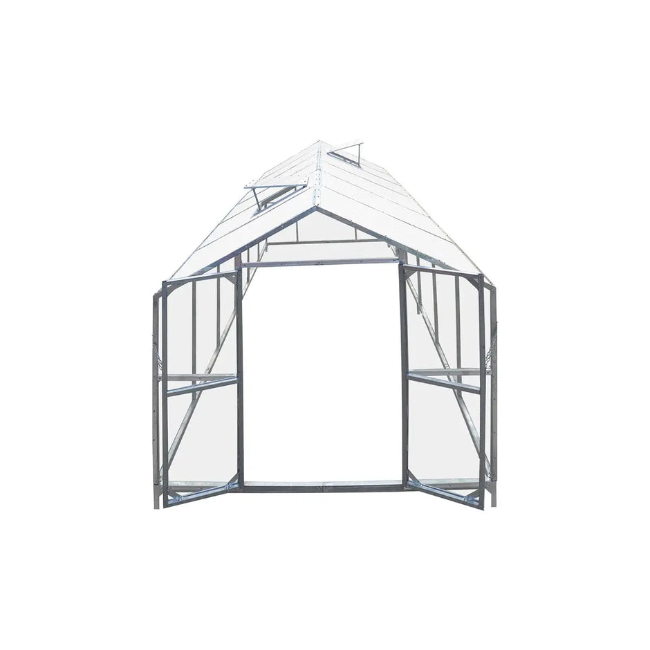 The Gardener's Dream Greenhouse: 8' X 20' with Galvanized Steel Frame, Polycarbonate Twin-Wall Roof and Crystal-Clear Solid Walls