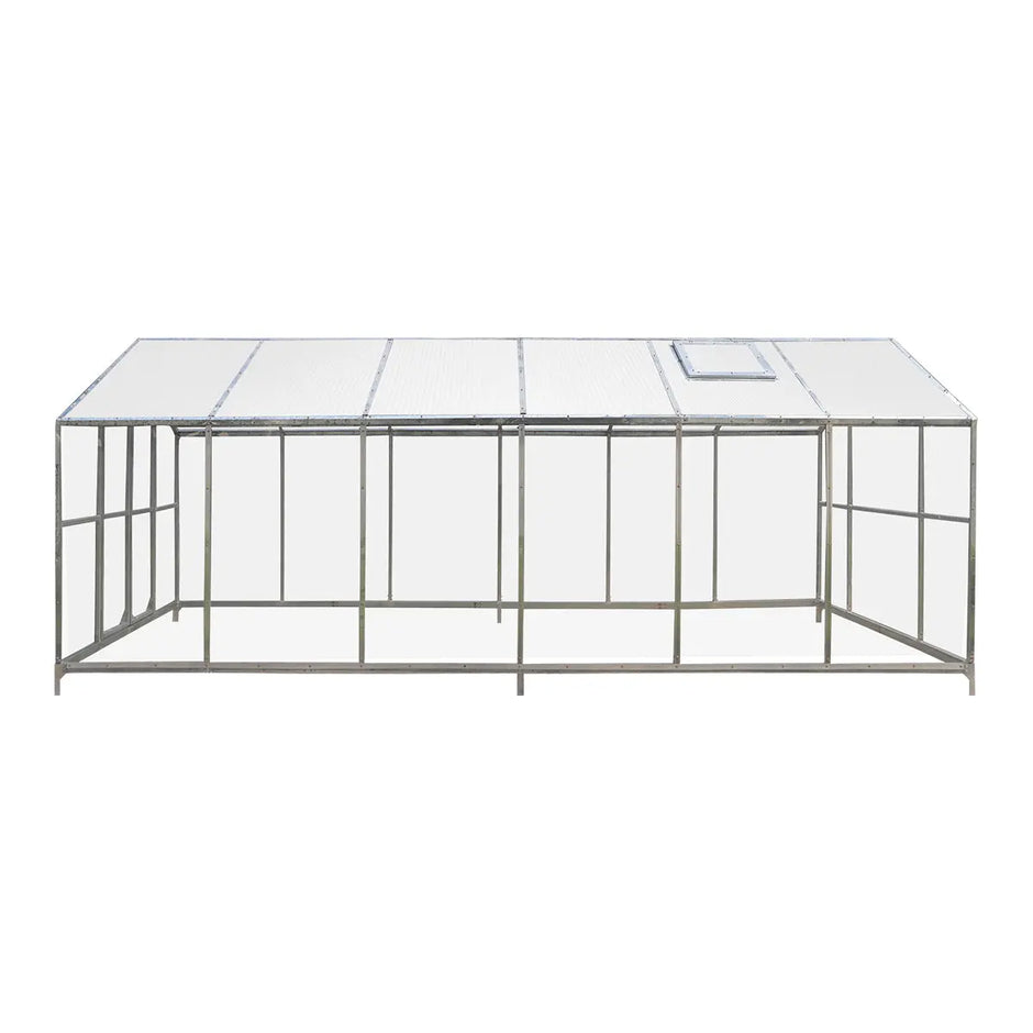The Gardener's Dream Greenhouse: 8' X 20' with Galvanized Steel Frame, Polycarbonate Twin-Wall Roof and Crystal-Clear Solid Walls