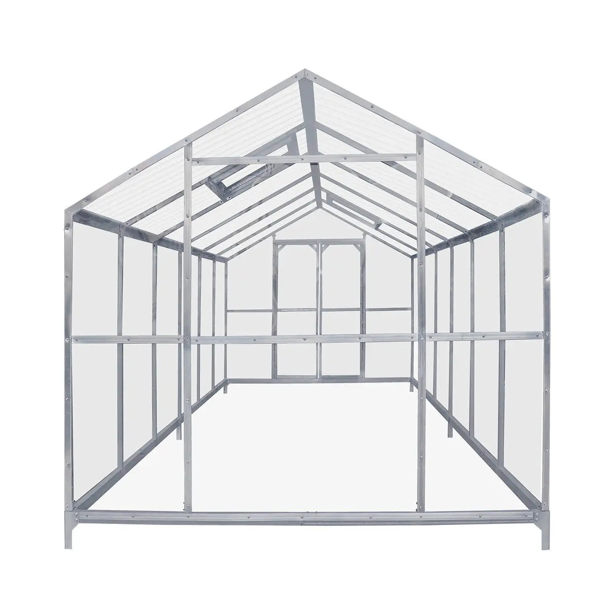 The Gardener's Dream Greenhouse: 8' X 20' with Galvanized Steel Frame, Polycarbonate Twin-Wall Roof and Crystal-Clear Solid Walls